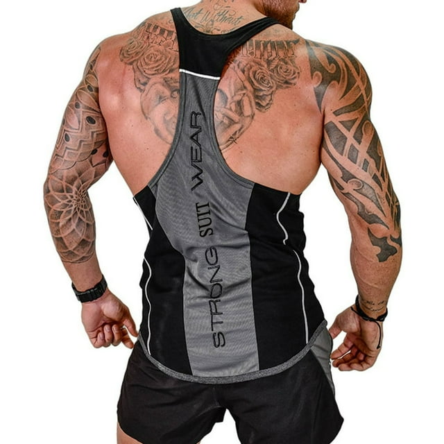 Stringer Muscle Bodybuilding Chemise Débardeur Noir pour Hommes XL