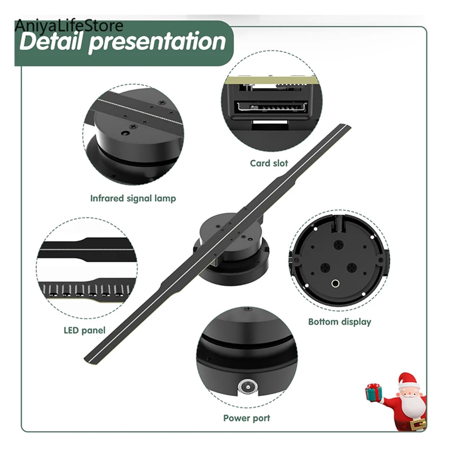 Hologram Fan Projector, PD42 HD 3D Hologram Projector Fan Wifi Display Logo Light Led Sign Holographic Lamp Advertising Light Halloween Christmas Gift