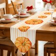 thumbnail image 2 of Orange Pumpkins Fall Table Runner Linen Burlap Table Runner 90 Inches Long Thanksgiving Autumn Striped Dresser Scarves for Kitchen Island Coffee Dining Room Party Wedding Holiday Decoration 13"x90", 2 of 8