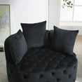 thumbnail image 6 of Accent Barrel Chair with Back and Thick Cushion, Velvet Upholstered Button Tufted Sofa Chair for Living Room Bedroom, Black, 6 of 8