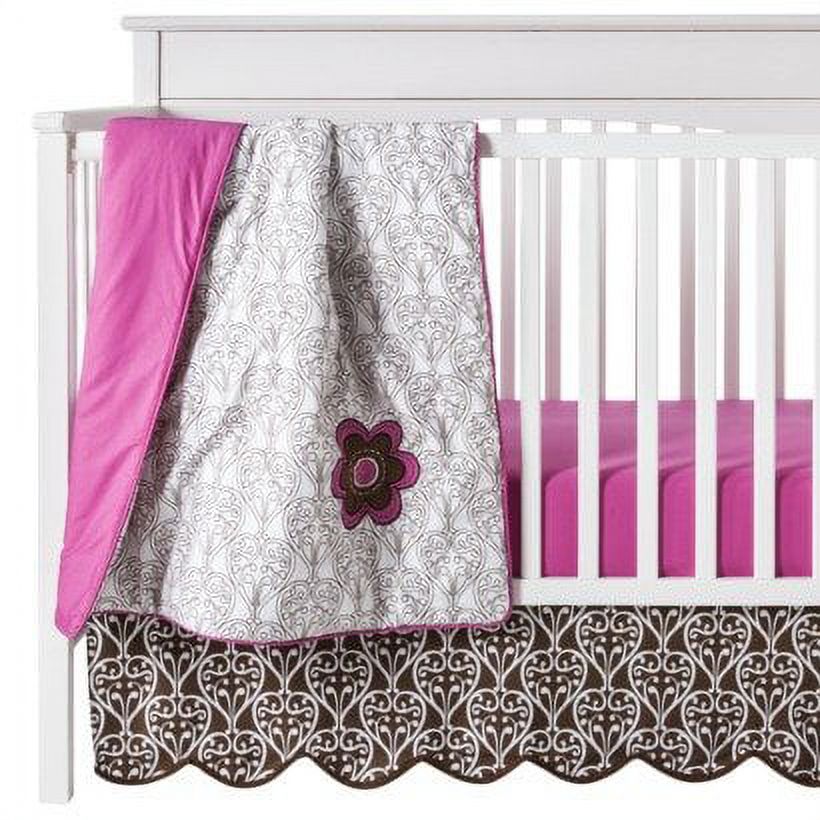 Bacati Crib Skirt, Damask Chocolate
