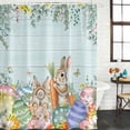 thumbnail image 2 of Easter Shower Curtain, Waterproof Shower Curtains for Bathroom, Spring Rabbit Tail Eggs Eucalyptus Leaves Wood Washable Fabric Bathtub Curtain Set Bath Decor with 12 Hooks Extra Long 72"x96", 2 of 8