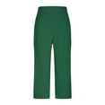 thumbnail image 3 of HNMKIU Knitted Slim Pull on Elastic High Waisted Capri Leggings with Pockets for Women Abdominal Control and Work Yoga Pants Women 02_Green,L, 3 of 5