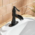 thumbnail image 5 of BWE Black Bathroom Faucet Waterfall Farmhouse Sink Mixer Tap Deck Mounted Single-Handle with Drain Assembly and Supply Hose Lead-Free Lavatory Matte, 5 of 9