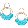 thumbnail image 1 of Raffia Hoop Earrings for Women Girls Fun Boho Summer Beach Earrings Lightweight Handmade Straw Wicker Rattan Dangle Earrings Statement Geometric Round Drop Earrings, 1 of 5