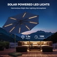thumbnail image 5 of Patbrela 10ft Offset Patio Umbrella with Base, Cantilever Hanging Outdoor Umbrella with Solar Light Strips, Tilt Adjustment, Market Umbrella for Yard, Garden, Beach, Pool & Deck, Navy, 5 of 10