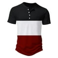 thumbnail image 3 of T-shirts pour Hommes, Manches Courtes, Col Henry, Imprimé, Rouge P, 3 of 4