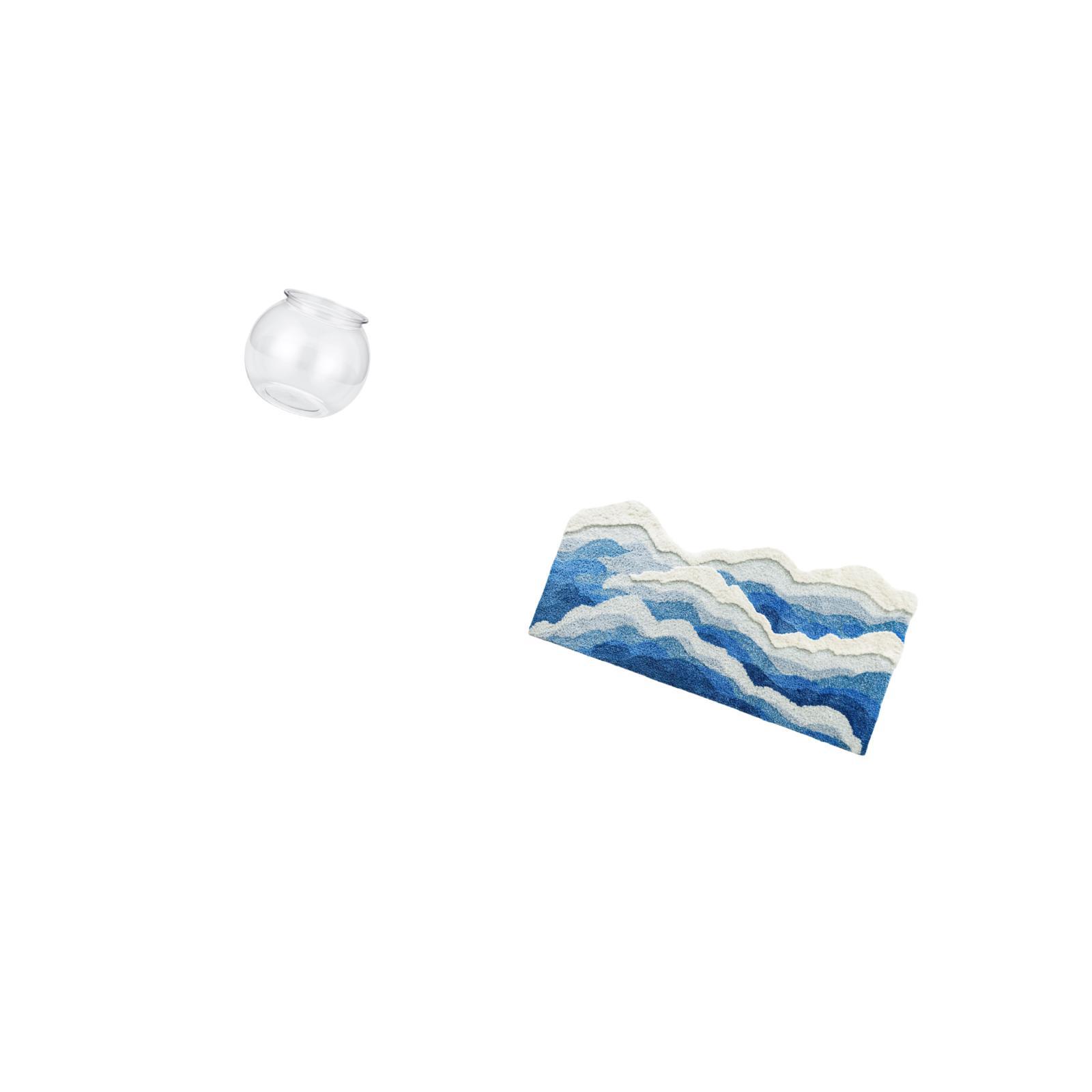 CarpNettore Transparent Fish Tank Rug Small Round Aquarium Bowl Vase for Office Home Decor Non Slip Carpet Nursery Ocean Entrance Bedroom