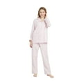 thumbnail image 3 of GLOBAL Women 100% Cotton Pajama Set Long Sleeve Pjs Button Down Comfy Nightwear, 3 of 5