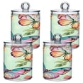 thumbnail image 2 of Clear Storage Jar 2.75x 4.13 Inches One Sizex2 Cotton Swabs Cans Translucent Plasticental Floss Cans Cotton Pads Cans Bathroom Canisters Beautiful Pale Green Butterfly, 2 of 7