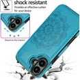 thumbnail image 4 of KOMI Phone Case Design for iPhone 16 Flip Folio Wallet Case with Credit Card Holder Slot PU Leather Phone Cases Durable Kickstand Protective Cover for Women Men Girls 6.1 inch Blue, 4 of 7
