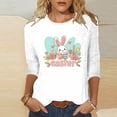 thumbnail image 4 of LangJing Womens Easter 3/4 Sleeve Crew Neck T-Shirts Cute Bunny Eggs Printed Tees Shirt Plus Size Loose Fit Pullover White XXXXL, 4 of 5
