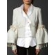 thumbnail image 3 of Chaquetas elegantes vintage con cuello alto para mujer, abrigo con mangas acampanadas bordadas con flecos de perlas para fiesta y noche, 3 of 4
