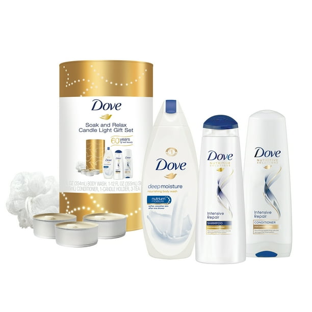 Dove Soak and Relax Candle Light Holiday Gift Set, 36 oz