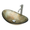 thumbnail image 6 of Bathroom Vanity Artistic Tempered Glass Elegant Gold-Foil Glass Vessel Sink with Pop-up Drain, Gold Boat Shape Bathroom Sink Above Counter (no Faucet),Bathroom Vanity Set, 6 of 10