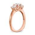 thumbnail image 6 of Solid 14k Rose Gold Engagement Ringment Ring Three Stone Lab Grown Diamond Side-Stones with CZ Cubic Zirconia Center Stone Engagement Ring Size 7.5, 6 of 7
