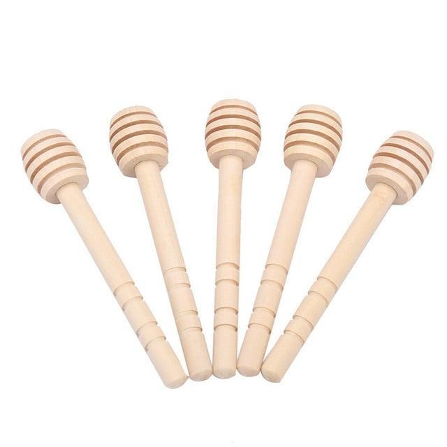 M Buder Set De 24 Palitos Dispensadores De Miel De Madera Natural Agitador Cuchara Y Utensilios De Cocina Premium Para Servir Jarabe, Caramelo Y Mermelada - 10 cm / 3.94 inches