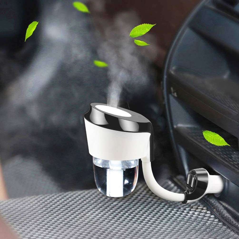 Essential Oil Aromatherapy with Dual USB Charger Black Details about   Car Diffuser Humidifier 