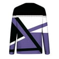 thumbnail image 5 of Tops for Women Casual Fall Spring Fashion Color Block Print Long Sleeve Sweatshirt Crew Neck Loose Pullover Shirt(Purple,XXL), 5 of 5