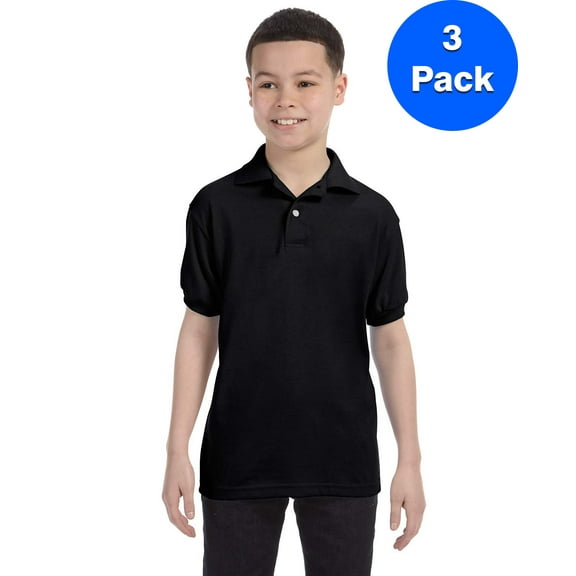 Boys 50/50 ComfortBlend EcoSmart Jersey Knit Polo 054Y (3 PACK)