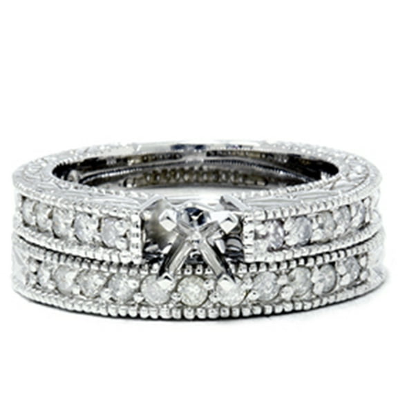 Pompeii 1/2ct Vintage Diamond Engagement Wedding Ring Setting Set (G/H,I1)