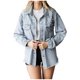 thumbnail image 2 of Pntutb moda mujer Casual bolsillos botón sólido borla diamantes de imitación manga larga tops chaqueta Denim abrigo Pntutb Pntutb-3246, 2 of 9