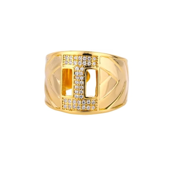 PAURO Initial Rings for Women Gold Plated Open Adjustable Cubic Zirconia Cute Name Stainless Steel Charm Statement Dainty Capital Monogram Jewelry Letter I