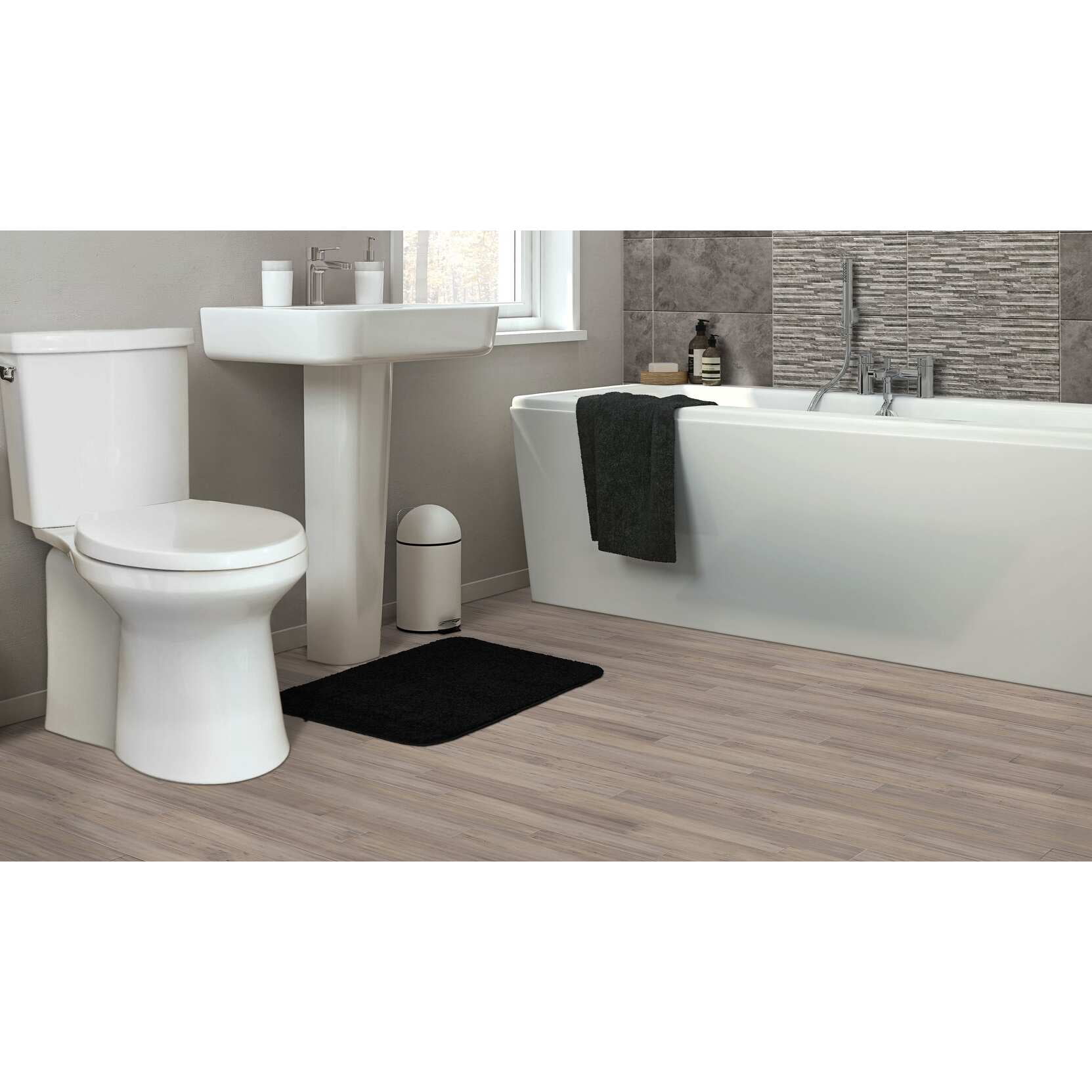 Garland Rug Gramercy Washable Polypropylene Black Bath Rug, 20" x 34"