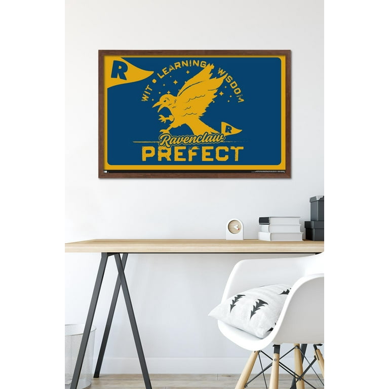 Trends International The Wizarding World: Harry Potter - Ravenclaw  Clubhouse Crest Framed Wall Poster Prints Barnwood Framed Version 22.375 x  34