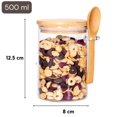thumbnail image 3 of Juego de 2 Contenedores de Vidrio con Tapas de Bambú y Cucharas de Madera, Tarros de 500ml con Tapas y Cucharas, Recipientes para Condimentos, Café, Azúcar, Avena., 3 of 7
