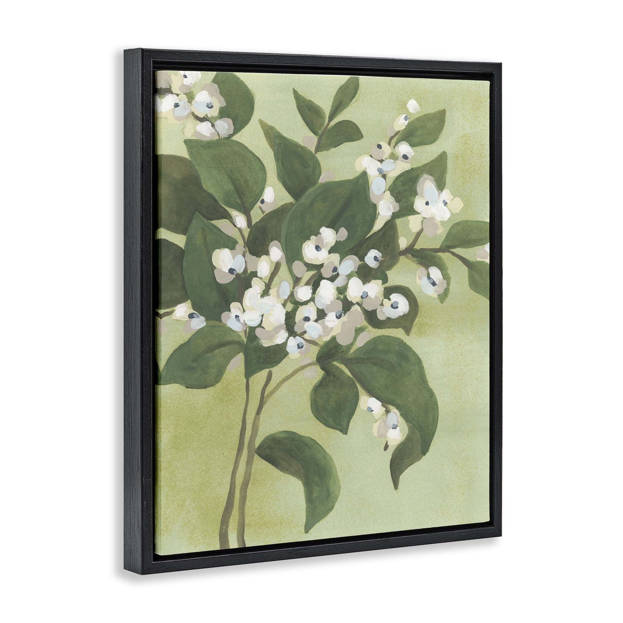 Stupell Industries Verdant Branch Blossoms Black Framed Floater Canvas Wall Art, design by June Erica Vess