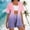 Purple, variant on BRGZLK Women's 2 Piece Outfits Summer Casual Loose Gradient Cardigan Tees and Drawstring Shorts Comfy Sets Vacation Beach Clothes Watermelon Red S