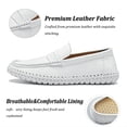 thumbnail image 2 of Men's Casual Leather Penny Loafers Lightweight Comfortable Fashion Slip-on Moccasins for Walking Business Driving Shoes White 11 US, 2 of 7