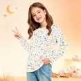thumbnail image 3 of Abcomgle Long Sleeve T Shirts for Girls 10-12 Crewneck Winter Shirts for Girls Trendy Basic Top for Girls Cute Floral Print Girls Blouses with Pocket, 3 of 5