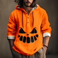 thumbnail image 2 of Chemise Décontractée Imprimée Halloween pour Hommes Col Rond Boutonnée Design Taches de Sang Manches Longues Grande Taille Haut Confortable Élégant, 2 of 5