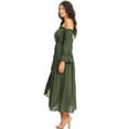 thumbnail image 4 of Womens Casual Boho Long Sleeve Off Shoulder Renaissance Peasant Dress, Olive Green, Small, 4 of 5
