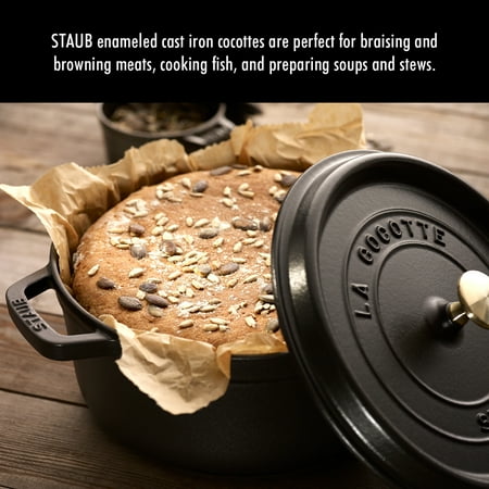 Staub Cast Iron 5.5-qt Round Cocotte - Matte Black - Matte Black