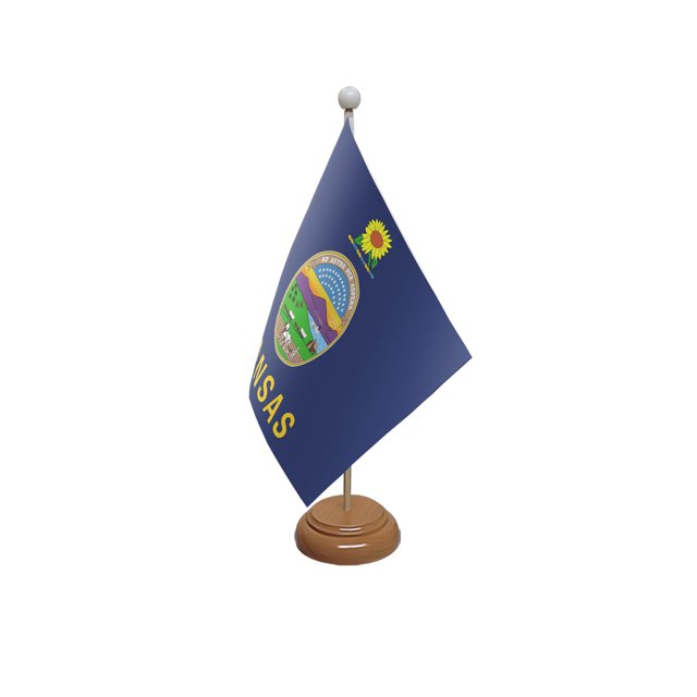 Bandera de mesa Flagtex Kansas 22,5 x 15 cm con base de madera