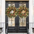 thumbnail image 3 of 20 Inch Artificial Fall Fruit Wreath with Faux Pomegranate and Green Leaves, Summer Grain Harvest Thanksgiving Wreath for Front Door Wall and Home Decoration, 3 of 6