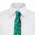thumbnail image 2 of Floral Necktie, Wild Flowers and Butterflies, Dress Tie, 3.7", Dark Seafoam and Multicolor, by Ambesonne, 2 of 3