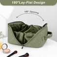 thumbnail image 2 of Gynky Large Travel Makeup Bag for Women - Waterproof Cosmetic Bag, Flat Open Toiletry Bag with Ample Space for Skincare, Brushes & Travel Essentials, Portable Design（Green）, 2 of 7