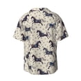 thumbnail image 6 of Lsque Horse print Men's Cuban Collar Short Sleeve Shirt Summer Beachwear Casual Button Down Fashionable Vacation Leisure Shirt-4X-Large, 6 of 7