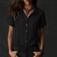 thumbnail image 5 of Stamzod Womens Casual Button Up Shirt Summer Collared Short Sleeve Tops Dressy Work Blouses Beach Vacation Clothes Black XXL, 5 of 8