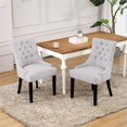 thumbnail image 2 of Costaelm Bellmount Fabric Wingback Tufted Dining Chair, Light Gray (Set of 1), 2 of 10