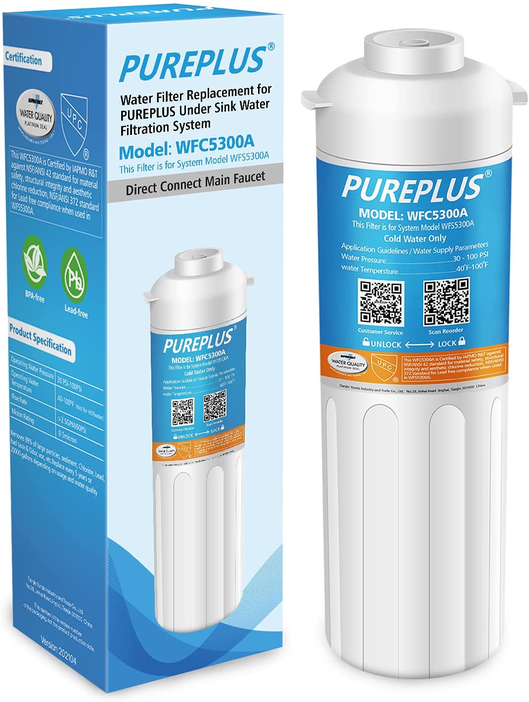 PUREPLUS WFC5300A Under Sink Water Filter, 22000 Gallons, 99.99
