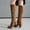 Khaki, variant on Clearance Women Boots Winter Square High Heel Knee-high Zip Pointed Toe Shoes Fleece Vamp Female Boots