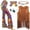 Brown, variant on 5 Pcs 60s 70s Hippie Costume Disco Outfits Fringe Vest Boho Bell Bottoms Peace Accessories Set Halloween for Women