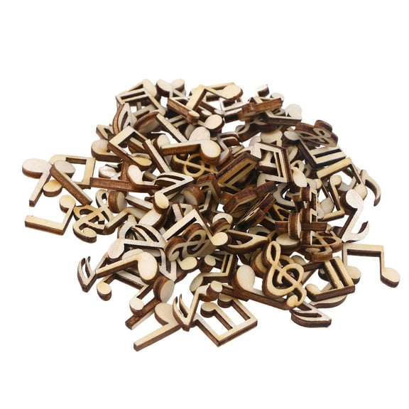 HIAKDOFT 100PCS Musical Notes Ornaments for Art Projects and Kids Creativity Development Wood Color