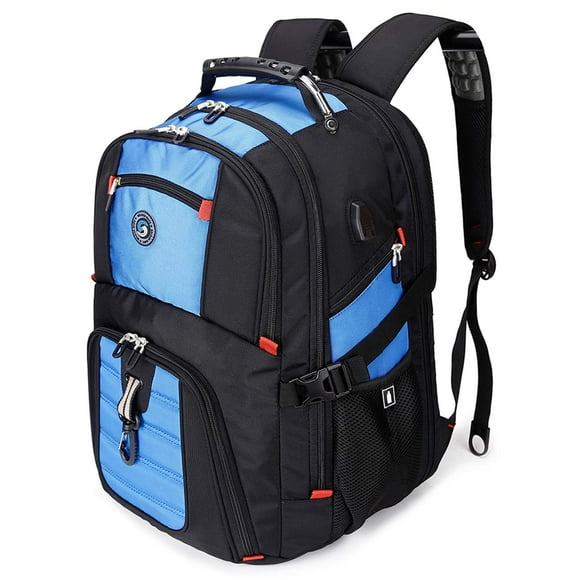 Extra Large 52L Travel Laptop Backpack with USB Charging Port Fit 17 Inch Laptops for Men Women (Blue)