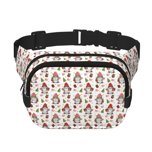 Fotbe Merry Christmas Santa Cangurera Cuadrada con Estampado de Doble Capa, Bolsa de Cintura Ajustable Mini para Hombres y Mujeres